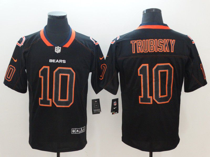 Men Chicago Bears 10 Trubisky Nike Lights Out Black Color Rush Limited NFL Jerseys